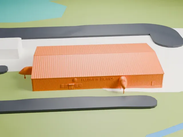 Icelandic Aviation Museum hangar model, West view