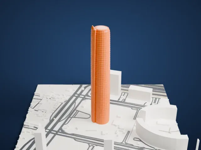 Iconic Tower model, South view