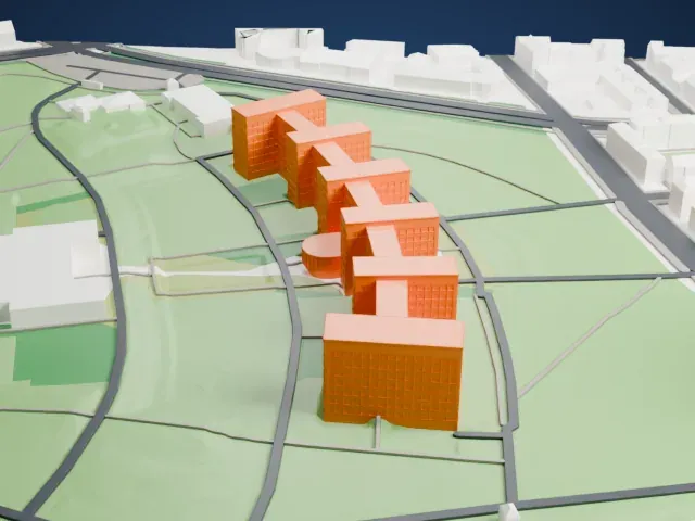 IG Farben Building model, West view