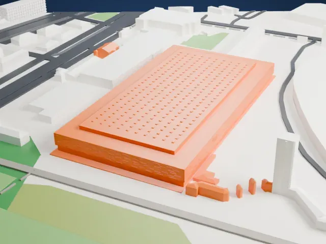 Inalpi Arena model, North view