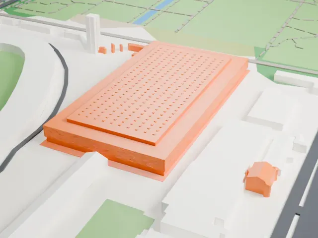Inalpi Arena model, South view