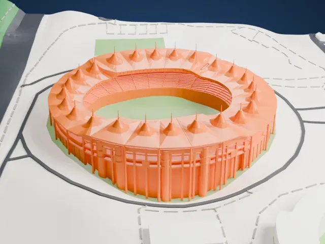 Incheon Munhak Stadium model, East view