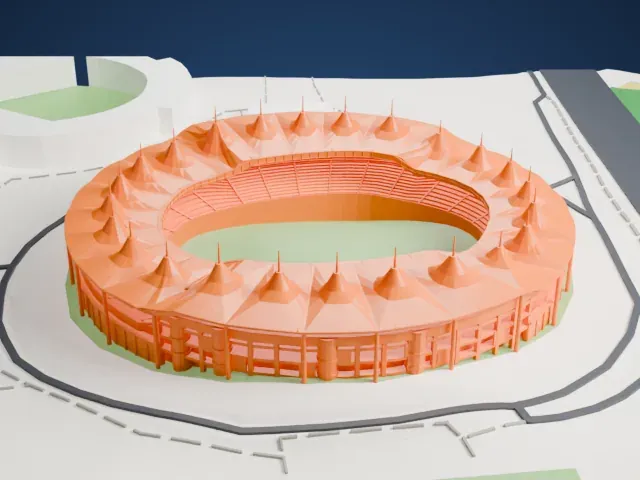 Incheon Munhak Stadium model, West view