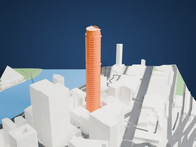 Infinity Tower model, East view