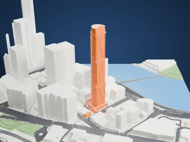 Infinity Tower model, North view