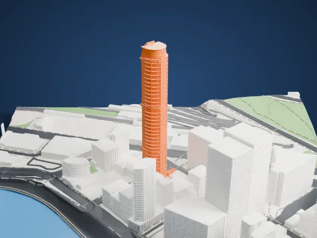 Infinity Tower model, South view