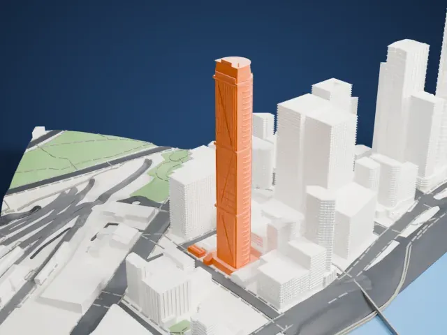 Infinity Tower model, West view