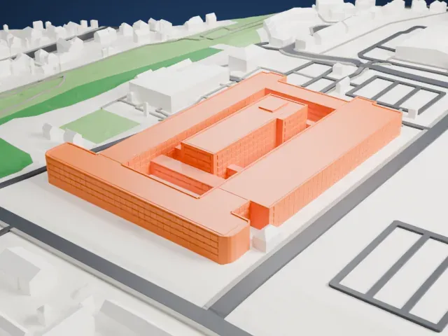 Institut national de l'audiovisuel model, South view