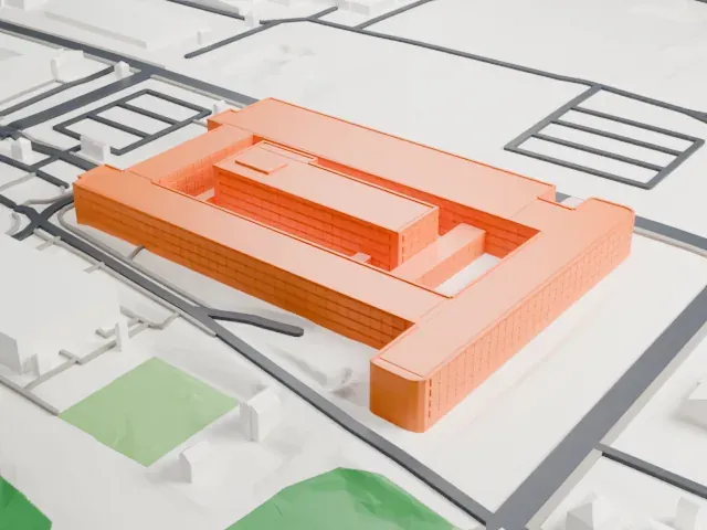 Institut national de l'audiovisuel model, West view