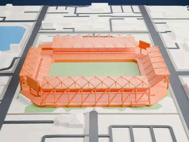 Inter.co Stadium model, East view