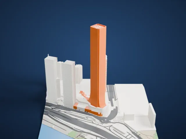 International Commerce Centre model, West view