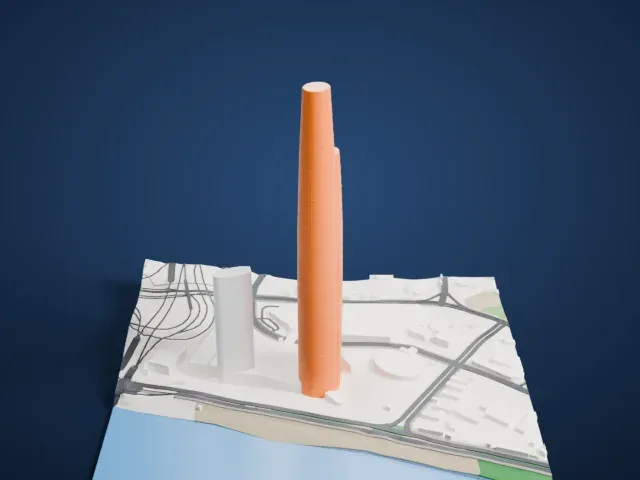 International Land-Sea Center model, North view
