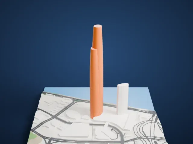 International Land-Sea Center model, South view