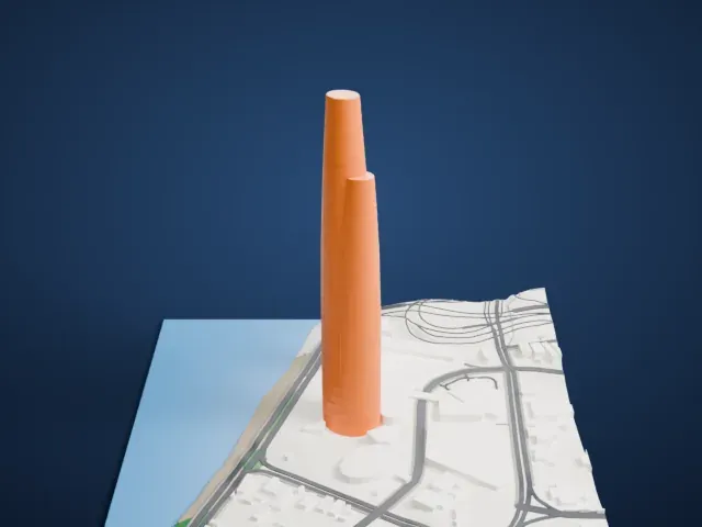 International Land-Sea Center model, West view