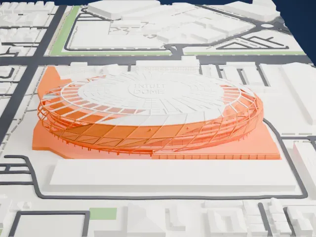 Intuit Dome model, South view