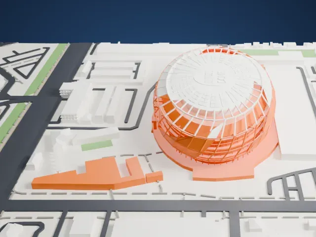 Intuit Dome model, West view