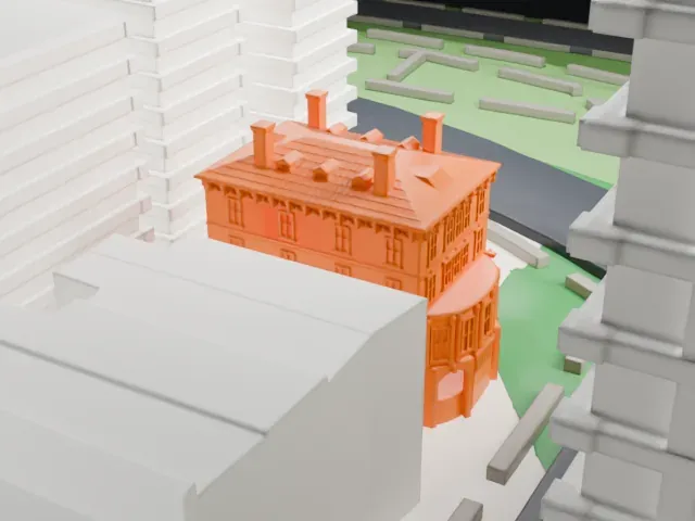 Isaac L. Rice Mansion model, East view