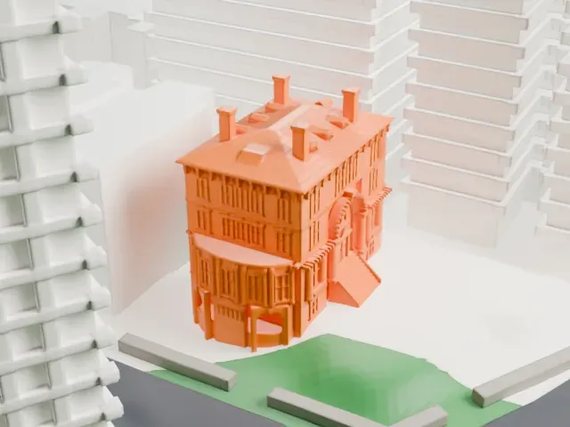 Isaac L. Rice Mansion model, North view