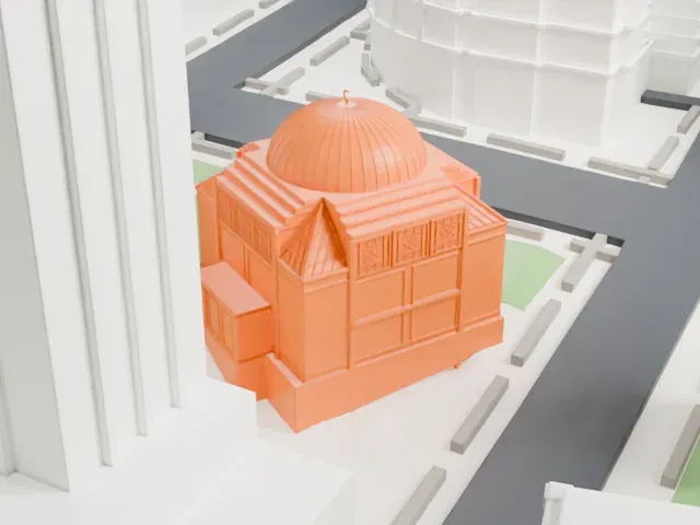 Islamic Cultural Center of New York model, East view