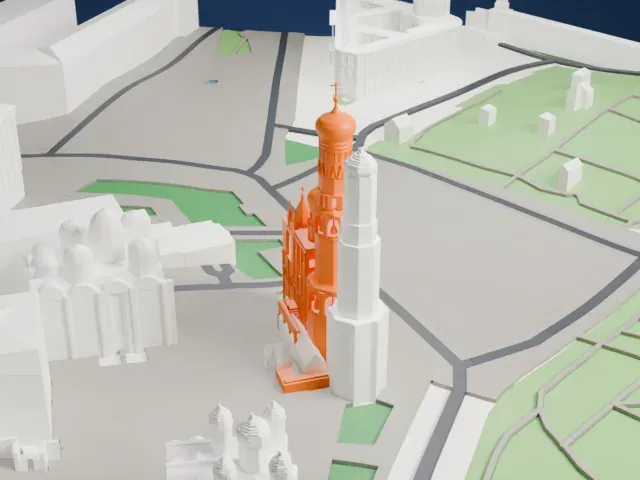 Ivan the Great Bell Tower model, South view