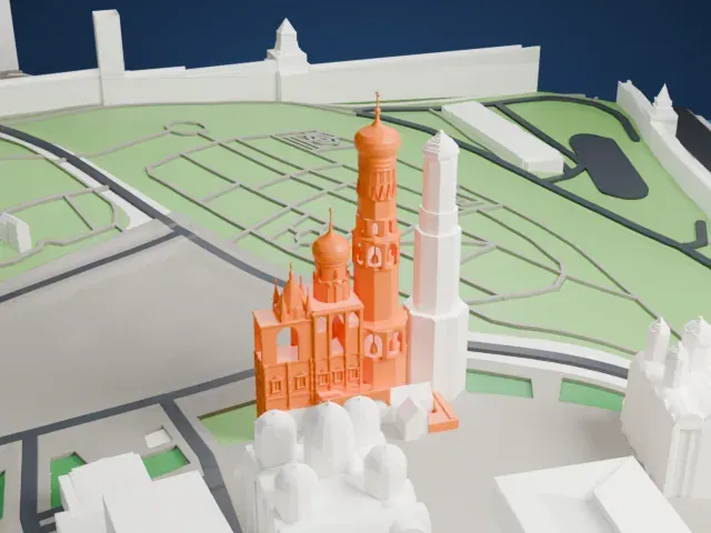 Ivan the Great Bell Tower model, West view