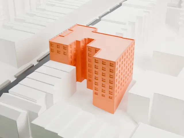 Ivey Delph Apartments model, South view