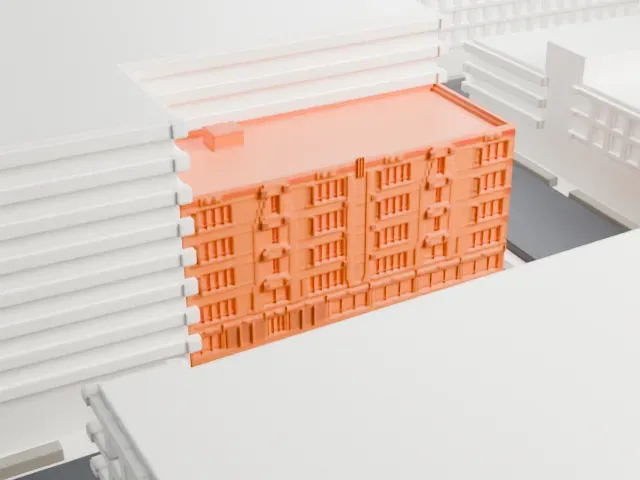 J. Kurtz and Sons Store Building model, East view