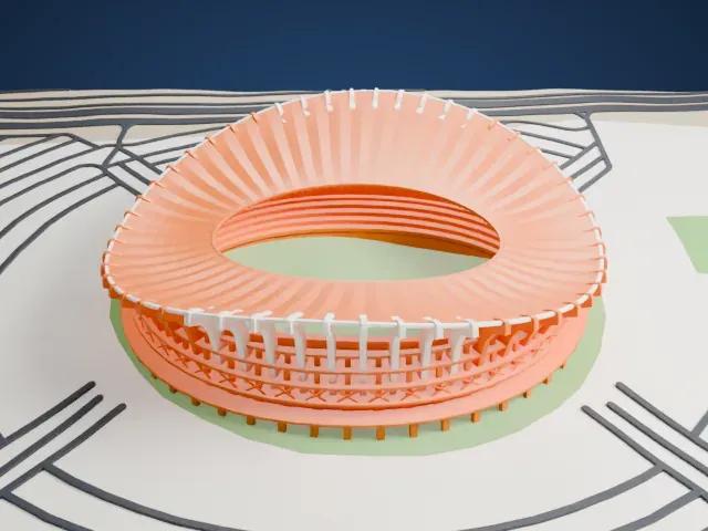 Jaber Al-Ahmad International Stadium model, East view