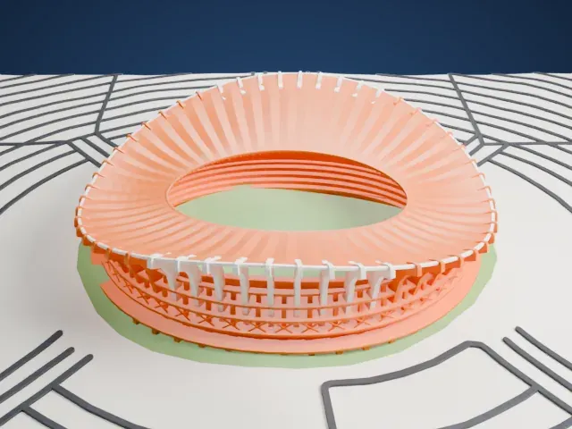 Jaber Al-Ahmad International Stadium model, West view
