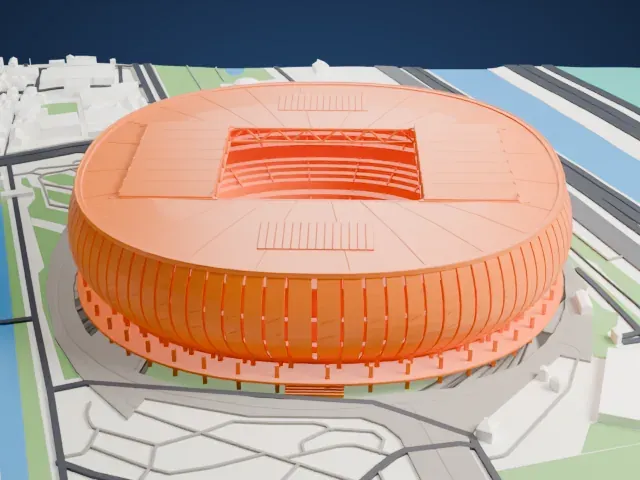Jakarta International Stadium model, East view