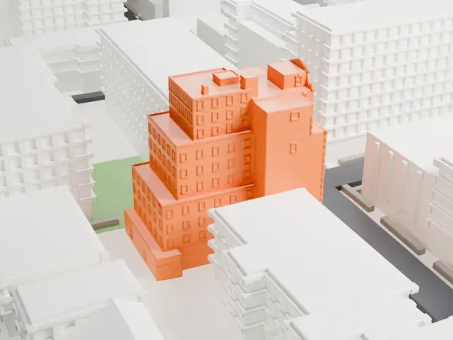 Jamaica Chamber of Commerce Building model, North view