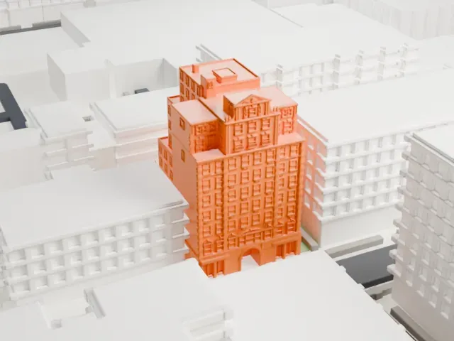 Jamaica Chamber of Commerce Building model, West view