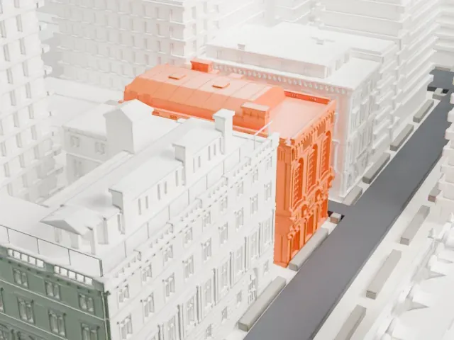James A. Burden House model, West view