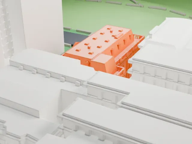 James B. Duke House model, East view