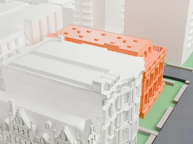 James B. Duke House model, North view
