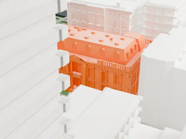 James B. Duke House model, South view