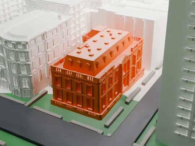 James B. Duke House model, West view