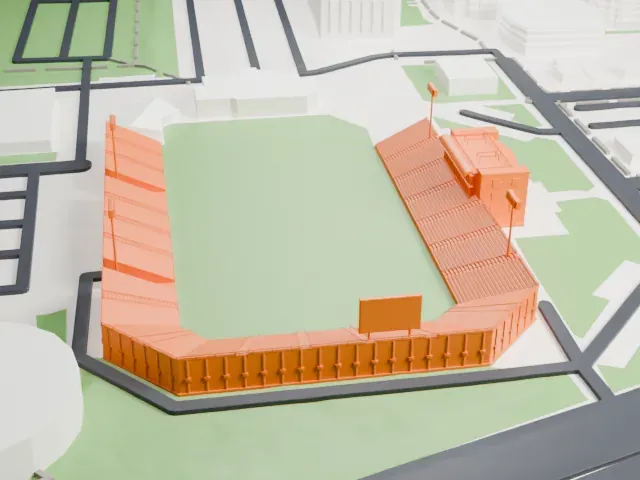 James M. Shuart Stadium model, North view