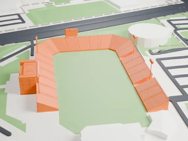 James M. Shuart Stadium model, South view