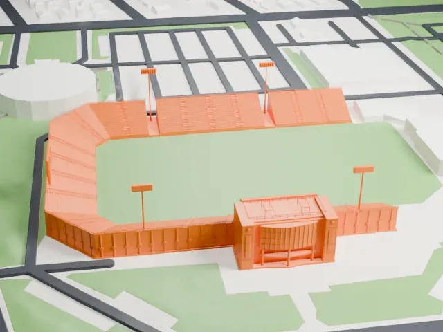 James M. Shuart Stadium model, West view