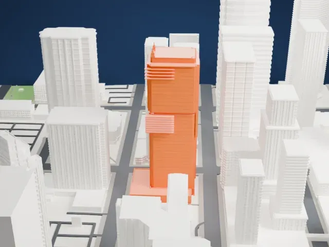 Jamieson Place model, West view