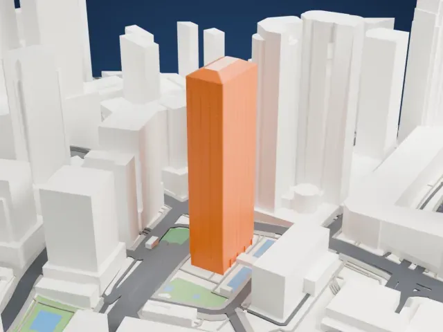 Jardine House model, East view
