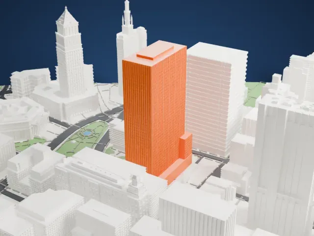 Javits Federal Building model, North view