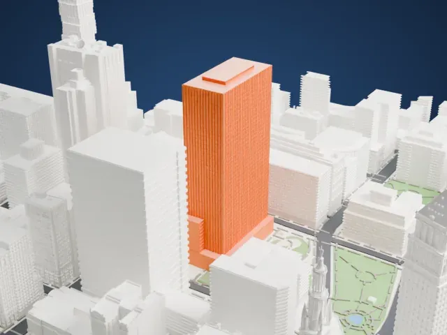 Javits Federal Building model, South view