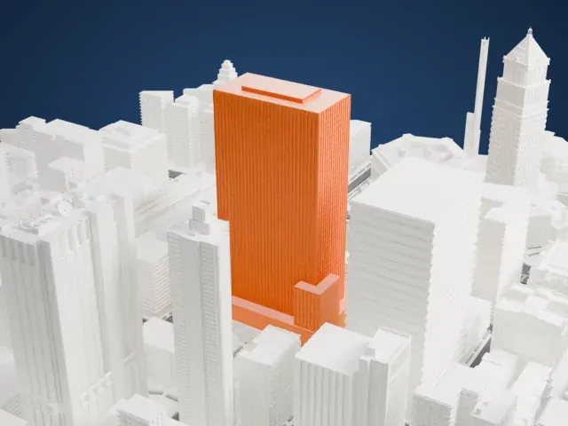 Javits Federal Building model, West view