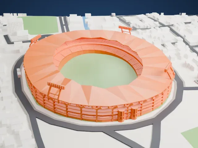 Jawaharlal Nehru Stadium (Kochi) model, North view