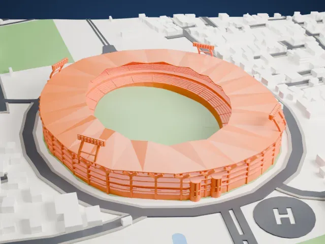 Jawaharlal Nehru Stadium (Kochi) model, South view