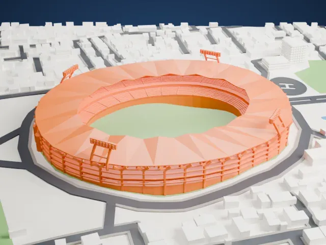 Jawaharlal Nehru Stadium (Kochi) model, West view