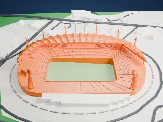 Jeju World Cup Stadium model, East view