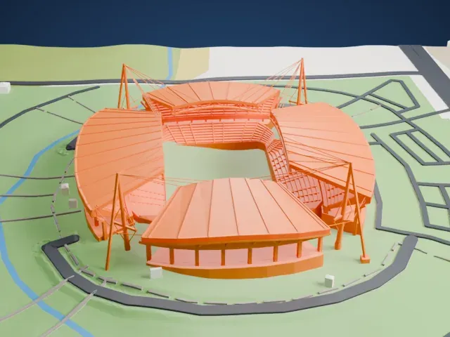 Jeonju World Cup Stadium model, North view